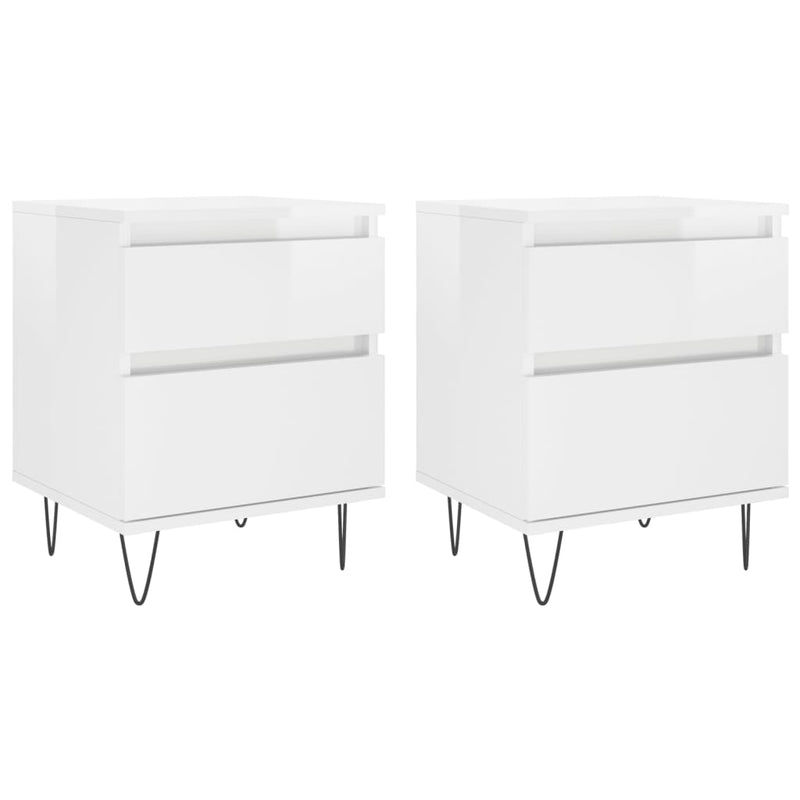 Nachtkastjes 2 st 40x35x50 cm bewerkt hout hoogglans wit MeubelReus