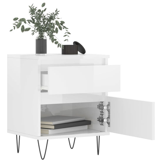 Nachtkastjes 2 st 40x35x50 cm bewerkt hout hoogglans wit MeubelReus