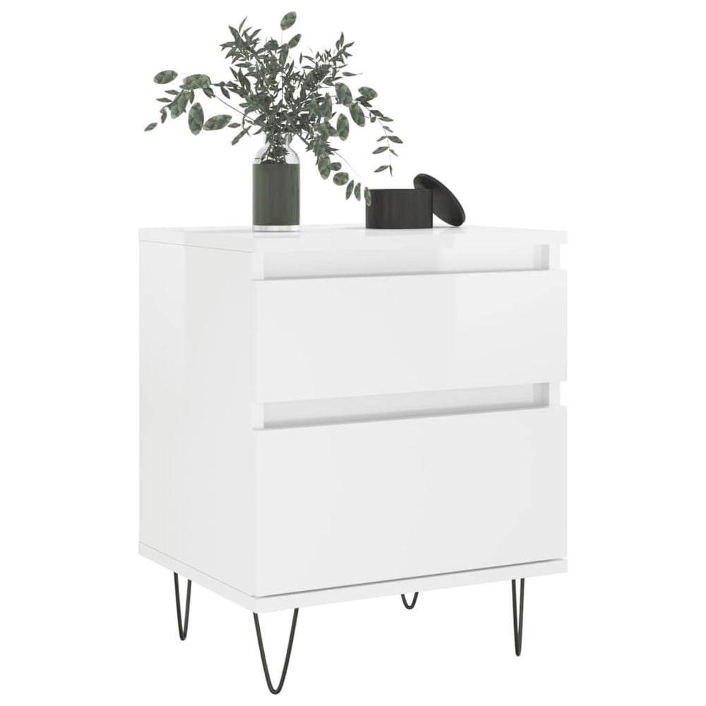 Nachtkastjes 2 st 40x35x50 cm bewerkt hout hoogglans wit MeubelReus