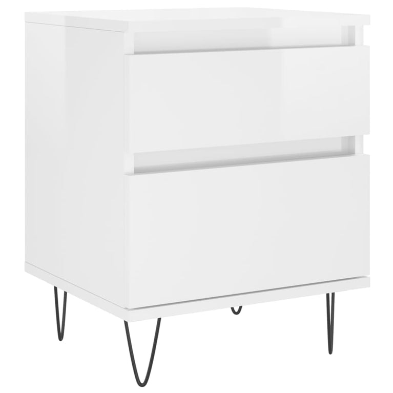 Nachtkastjes 2 st 40x35x50 cm bewerkt hout hoogglans wit MeubelReus