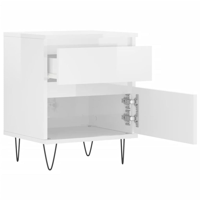 Nachtkastjes 2 st 40x35x50 cm bewerkt hout hoogglans wit MeubelReus