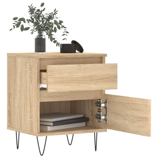 Nachtkastje 40x35x50 cm bewerkt hout sonoma eikenkleurig MeubelReus