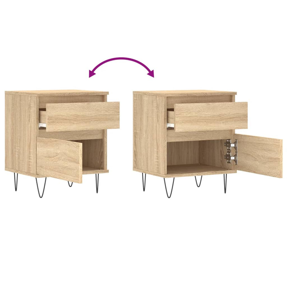 Nachtkastje 40x35x50 cm bewerkt hout sonoma eikenkleurig MeubelReus
