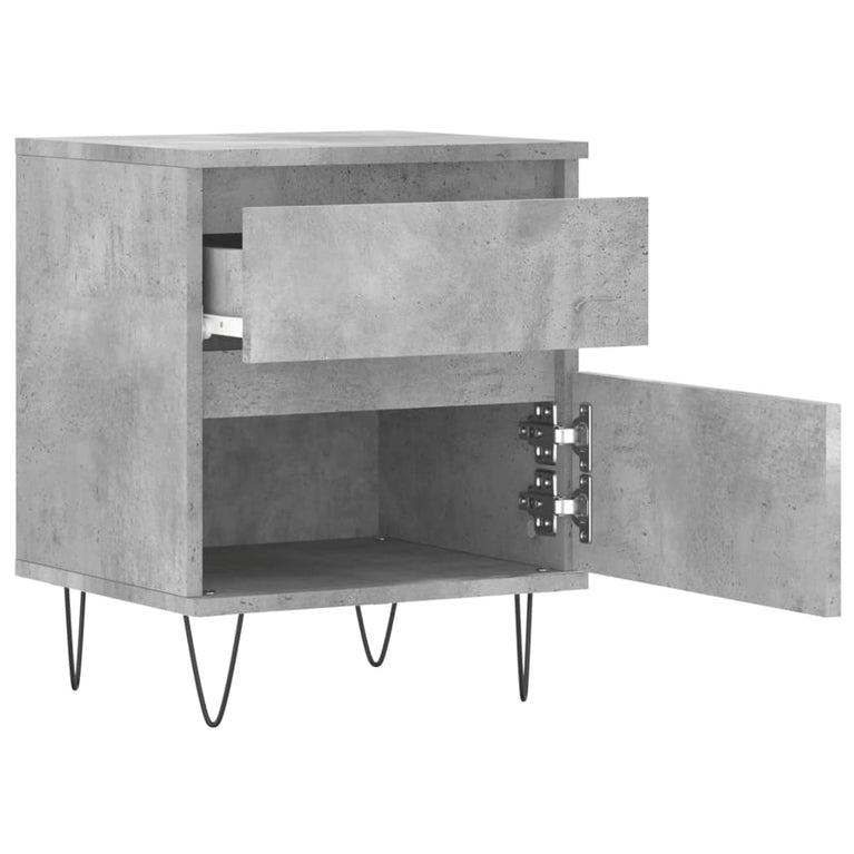 Nachtkastje 40x35x50 cm bewerkt hout betongrijs MeubelReus