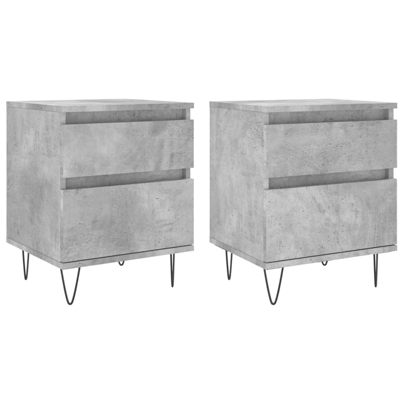 Nachtkastjes 2 st 40x35x50 cm bewerkt hout betongrijs MeubelReus