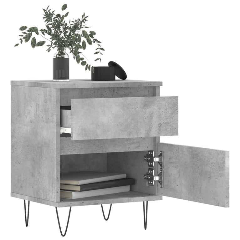 Nachtkastjes 2 st 40x35x50 cm bewerkt hout betongrijs MeubelReus
