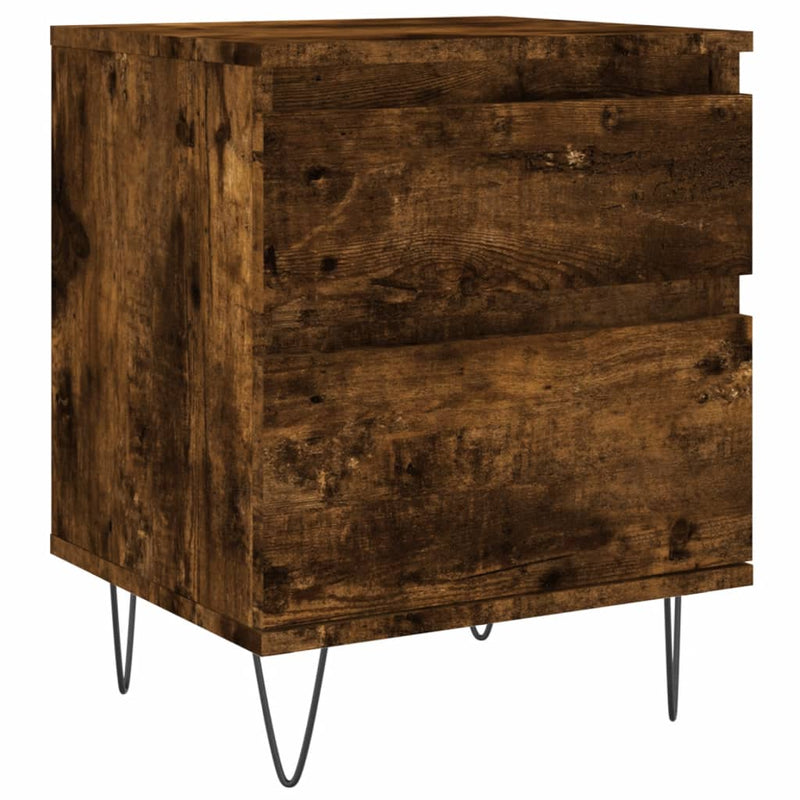 Nachtkastje 40x35x50 cm bewerkt hout gerookt eikenkleurig MeubelReus