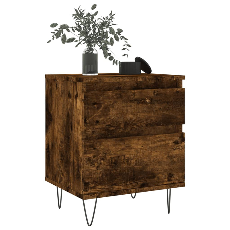 Nachtkastje 40x35x50 cm bewerkt hout gerookt eikenkleurig MeubelReus