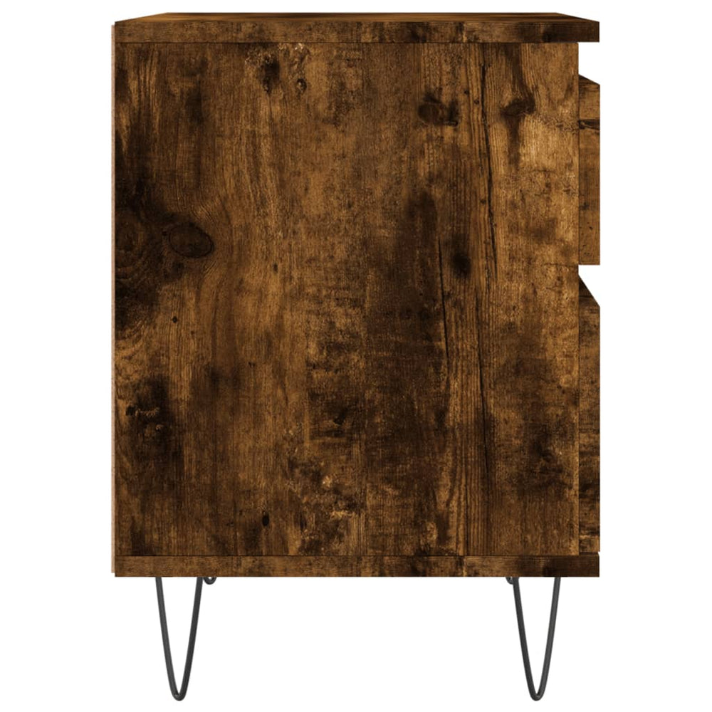 Nachtkastje 40x35x50 cm bewerkt hout gerookt eikenkleurig MeubelReus