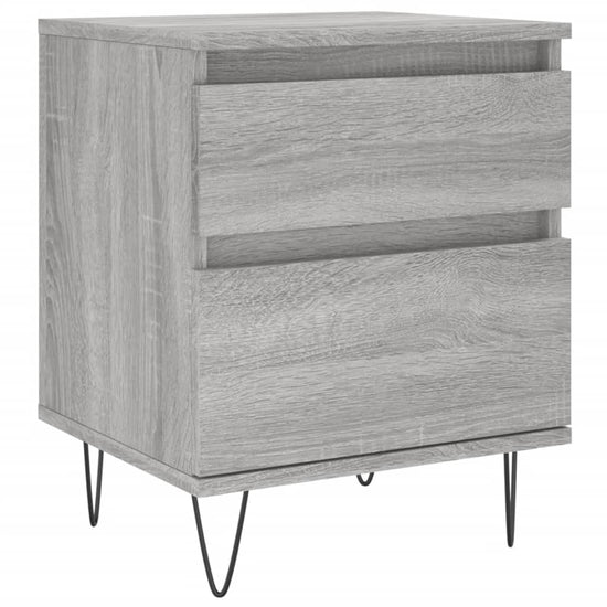 Nachtkastje 40x35x50 cm bewerkt hout grijs sonoma eikenkleurig MeubelReus