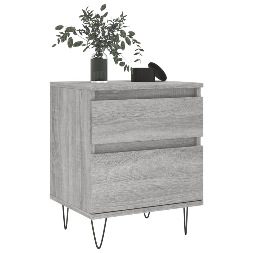 Nachtkastje 40x35x50 cm bewerkt hout grijs sonoma eikenkleurig MeubelReus