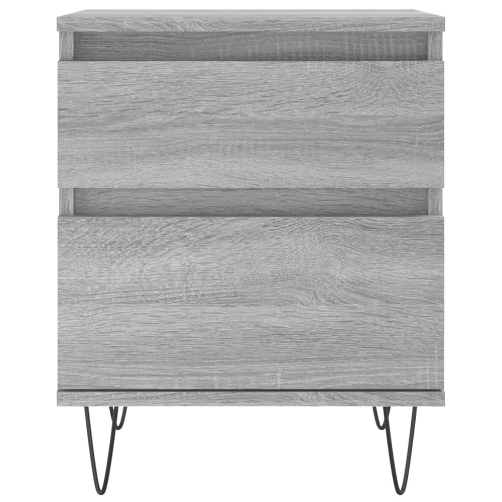Nachtkastje 40x35x50 cm bewerkt hout grijs sonoma eikenkleurig MeubelReus