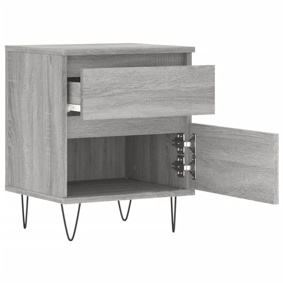 Nachtkastje 40x35x50 cm bewerkt hout grijs sonoma eikenkleurig MeubelReus