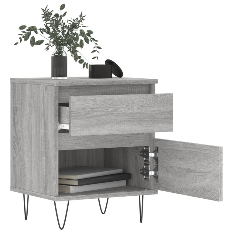 Nachtkastjes 2 st 40x35x50 cm bewerkt hout grijs sonoma eiken MeubelReus