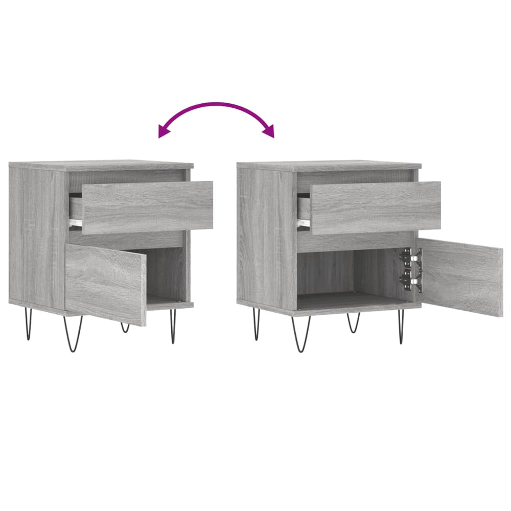 Nachtkastjes 2 st 40x35x50 cm bewerkt hout grijs sonoma eiken MeubelReus