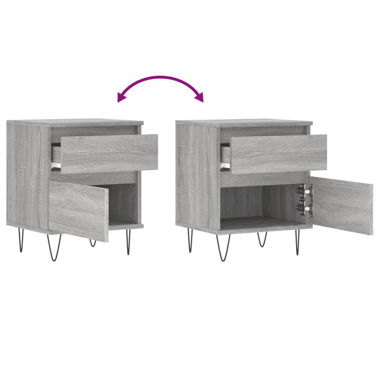 Nachtkastjes 2 st 40x35x50 cm bewerkt hout grijs sonoma eiken MeubelReus
