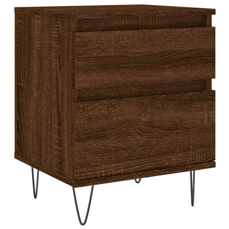 Nachtkastje 40x35x50 cm bewerkt hout bruin eikenkleur MeubelReus