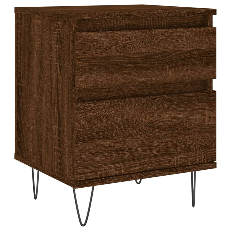 Nachtkastje 40x35x50 cm bewerkt hout bruin eikenkleur MeubelReus