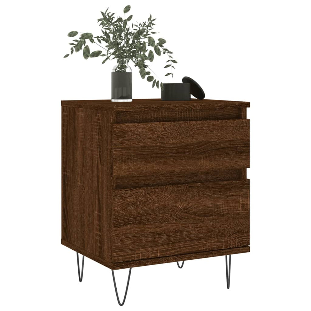 Nachtkastje 40x35x50 cm bewerkt hout bruin eikenkleur MeubelReus