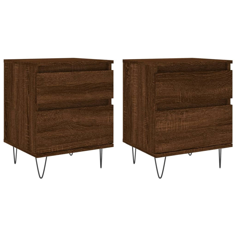 Nachtkastjes 2 st 40x35x50 cm bewerkt hout bruin eikenkleur MeubelReus