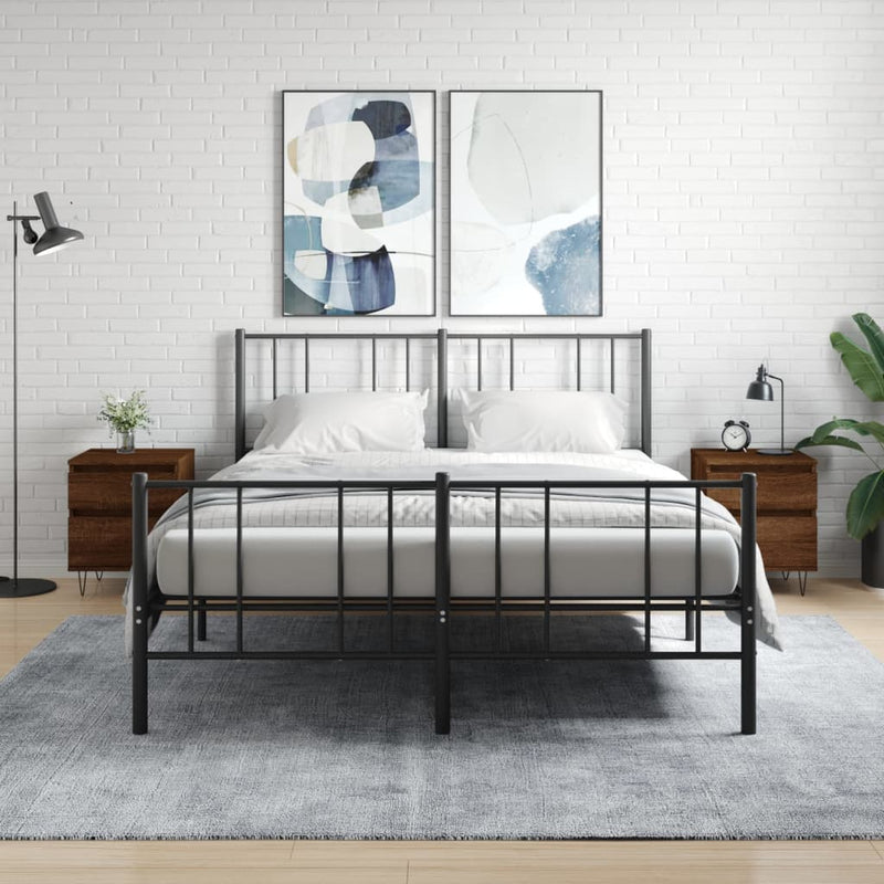 Nachtkastjes 2 st 40x35x50 cm bewerkt hout bruin eikenkleur MeubelReus
