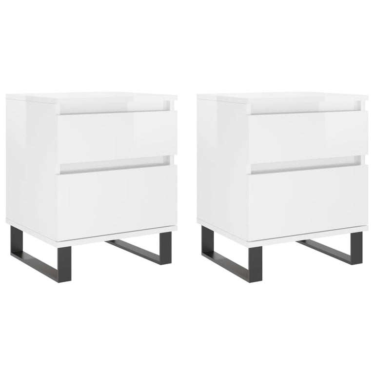 Nachtkastjes 2 st 40x35x50 cm bewerkt hout hoogglans wit MeubelReus