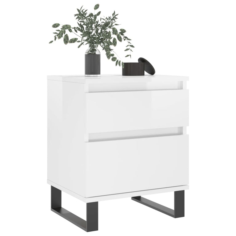 Nachtkastjes 2 st 40x35x50 cm bewerkt hout hoogglans wit MeubelReus