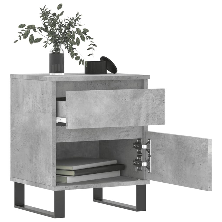 Nachtkastjes 2 st 40x35x50 cm bewerkt hout betongrijs MeubelReus