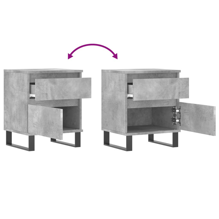 Nachtkastjes 2 st 40x35x50 cm bewerkt hout betongrijs MeubelReus