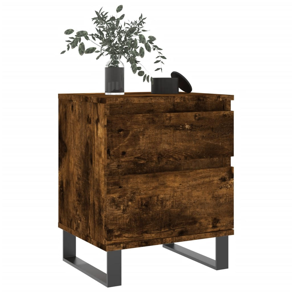Nachtkastje 40x35x50 cm bewerkt hout gerookt eikenkleurig MeubelReus
