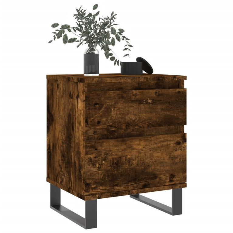 Nachtkastje 40x35x50 cm bewerkt hout gerookt eikenkleurig MeubelReus