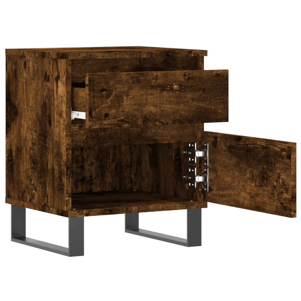 Nachtkastje 40x35x50 cm bewerkt hout gerookt eikenkleurig MeubelReus