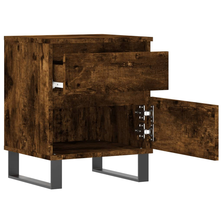 Nachtkastje 40x35x50 cm bewerkt hout gerookt eikenkleurig MeubelReus
