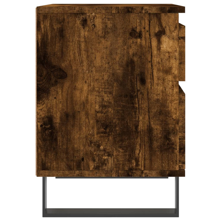 Nachtkastje 40x35x50 cm bewerkt hout gerookt eikenkleurig MeubelReus