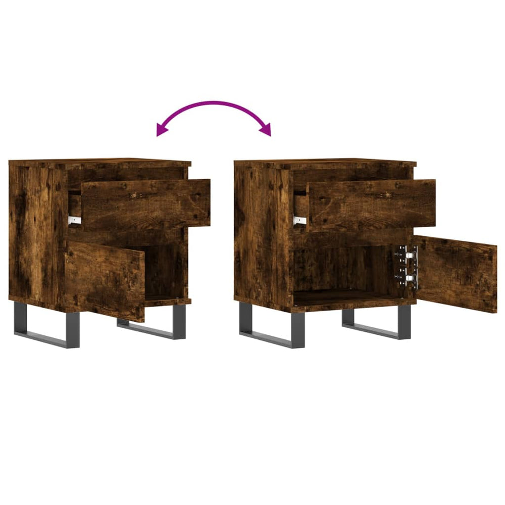 Nachtkastjes 2 st 40x35x50 cm bewerkt hout gerookt eikenkleurig MeubelReus