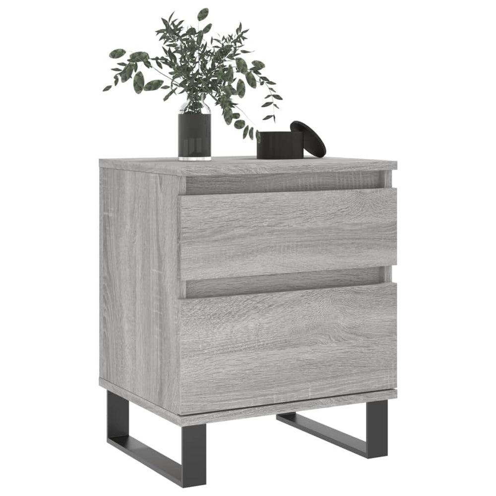 Nachtkastje 40x35x50 cm bewerkt hout grijs sonoma eikenkleurig MeubelReus