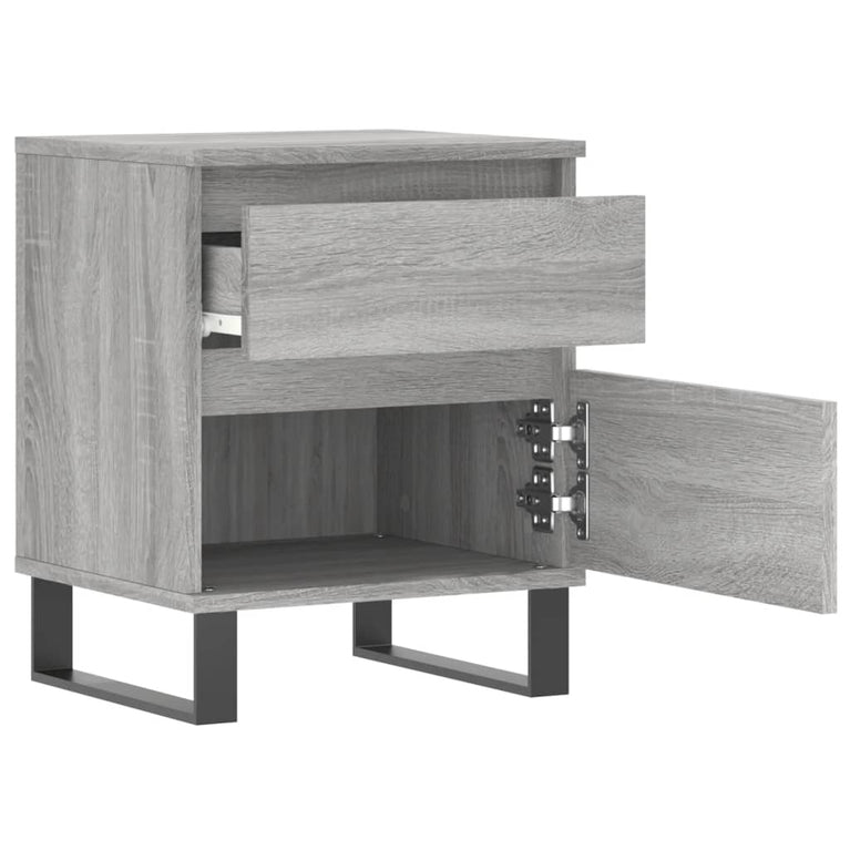 Nachtkastje 40x35x50 cm bewerkt hout grijs sonoma eikenkleurig MeubelReus