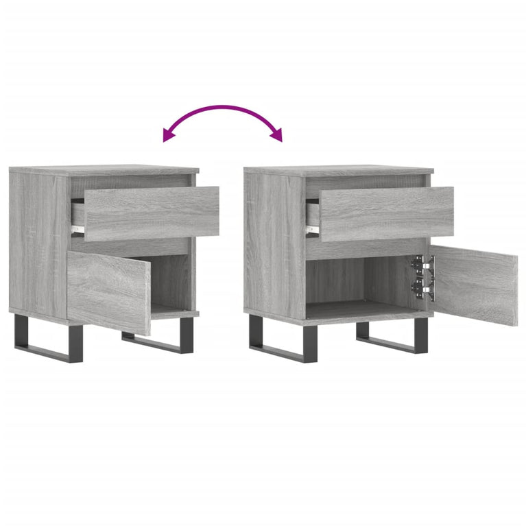 Nachtkastjes 2 st 40x35x50 cm bewerkt hout grijs sonoma eiken MeubelReus