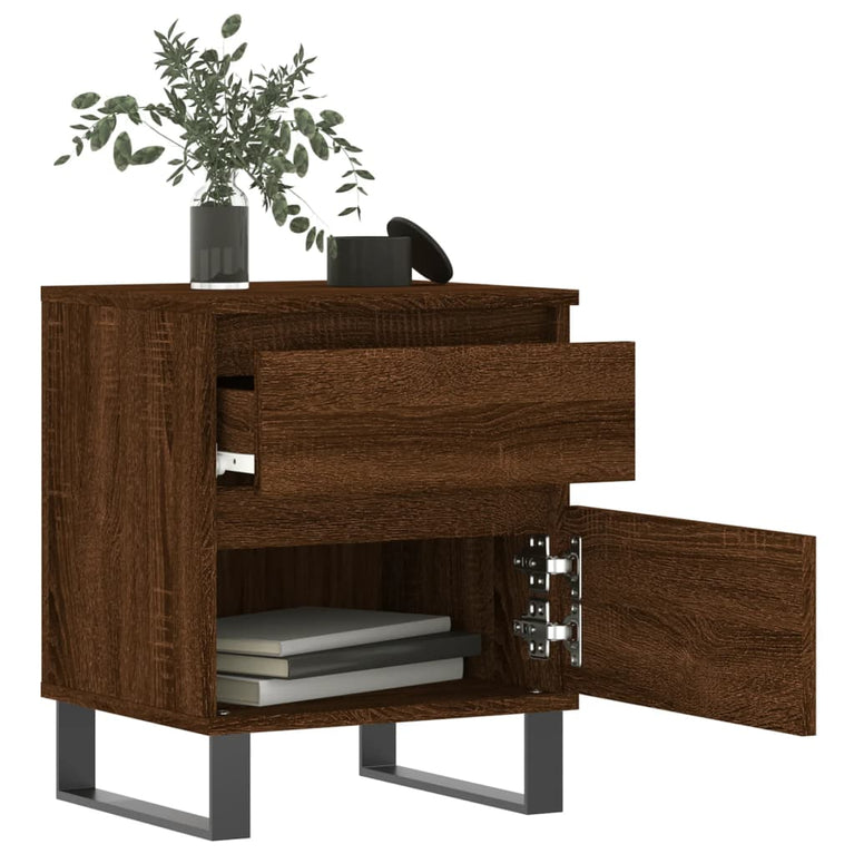 Nachtkastje 40x35x50 cm bewerkt hout bruin eikenkleur MeubelReus