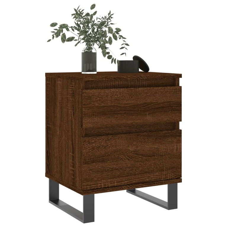 Nachtkastje 40x35x50 cm bewerkt hout bruin eikenkleur MeubelReus