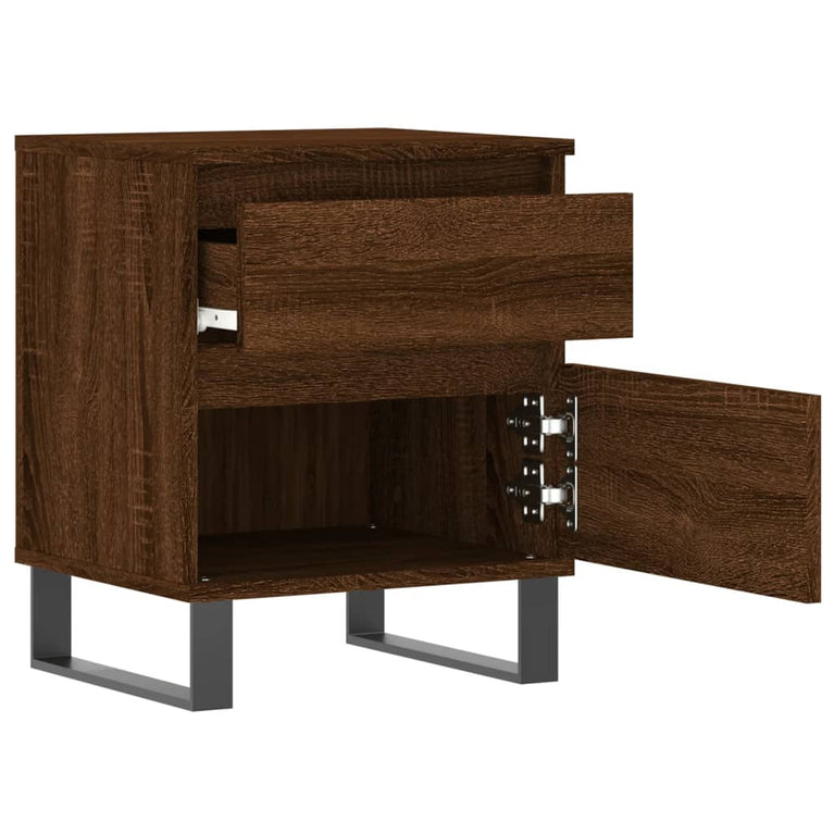 Nachtkastje 40x35x50 cm bewerkt hout bruin eikenkleur MeubelReus