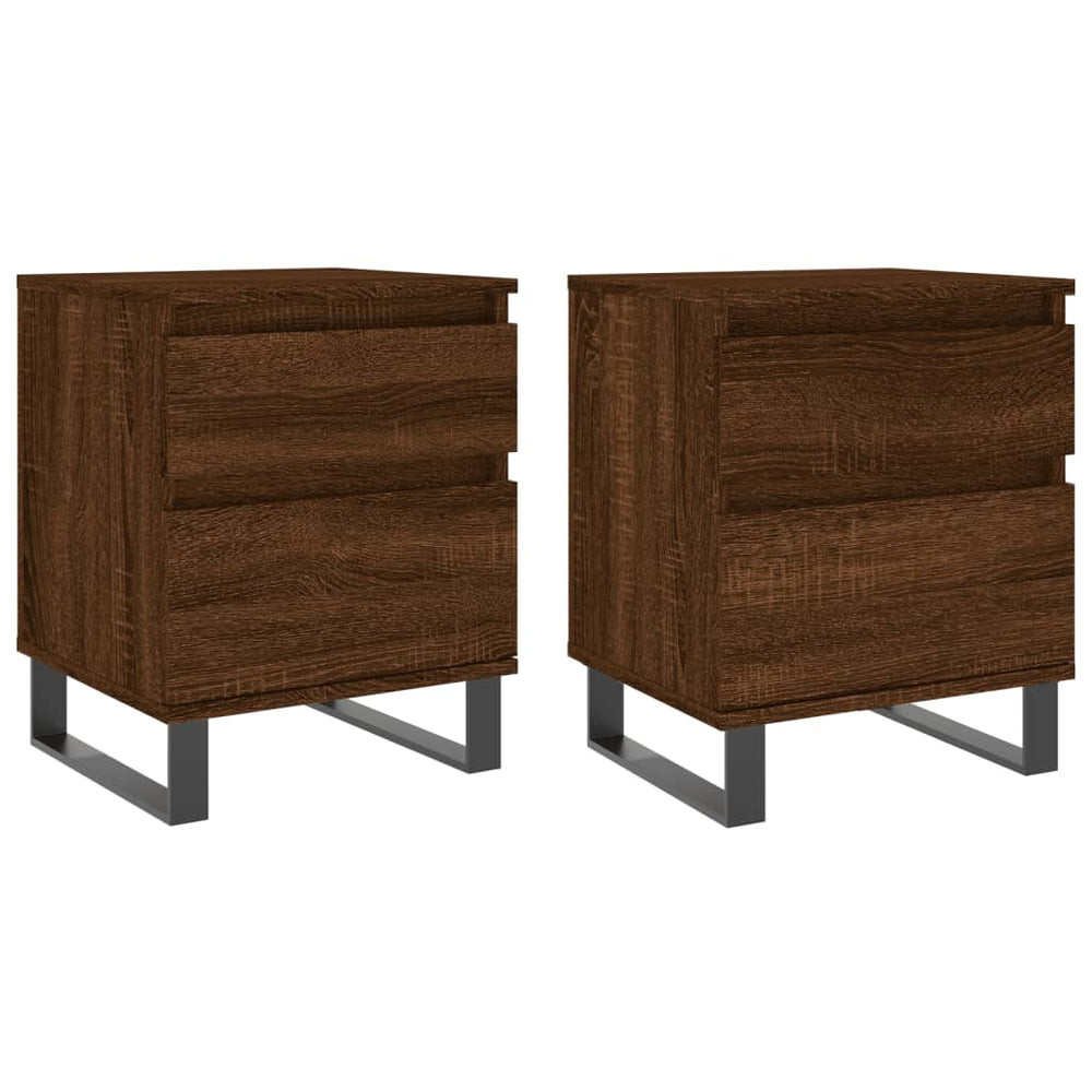 Nachtkastjes 2 st 40x35x50 cm bewerkt hout bruin eikenkleur MeubelReus
