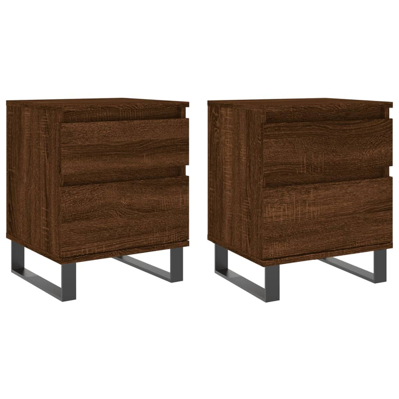Nachtkastjes 2 st 40x35x50 cm bewerkt hout bruin eikenkleur MeubelReus