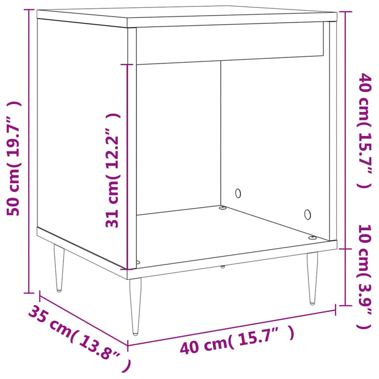 Nachtkastjes 2 st 40x35x50 cm bewerkt hout zwart MeubelReus