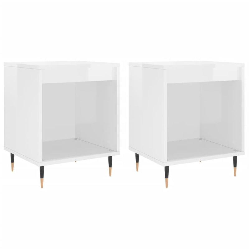 Nachtkastjes 2 st 40x35x50 cm bewerkt hout hoogglans wit MeubelReus