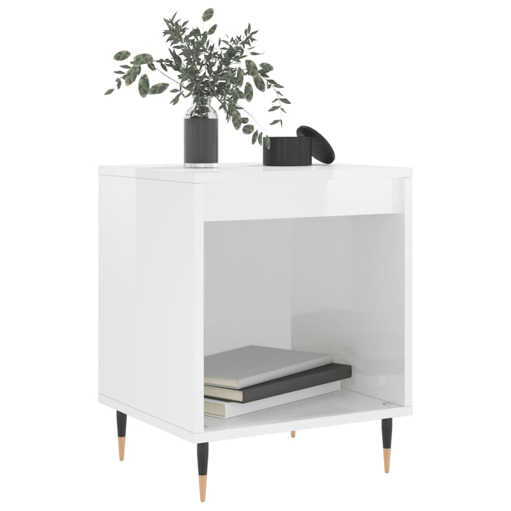 Nachtkastjes 2 st 40x35x50 cm bewerkt hout hoogglans wit MeubelReus