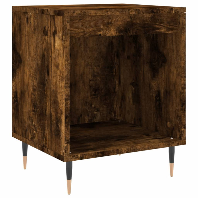 Nachtkastje 40x35x50 cm bewerkt hout gerookt eikenkleurig MeubelReus