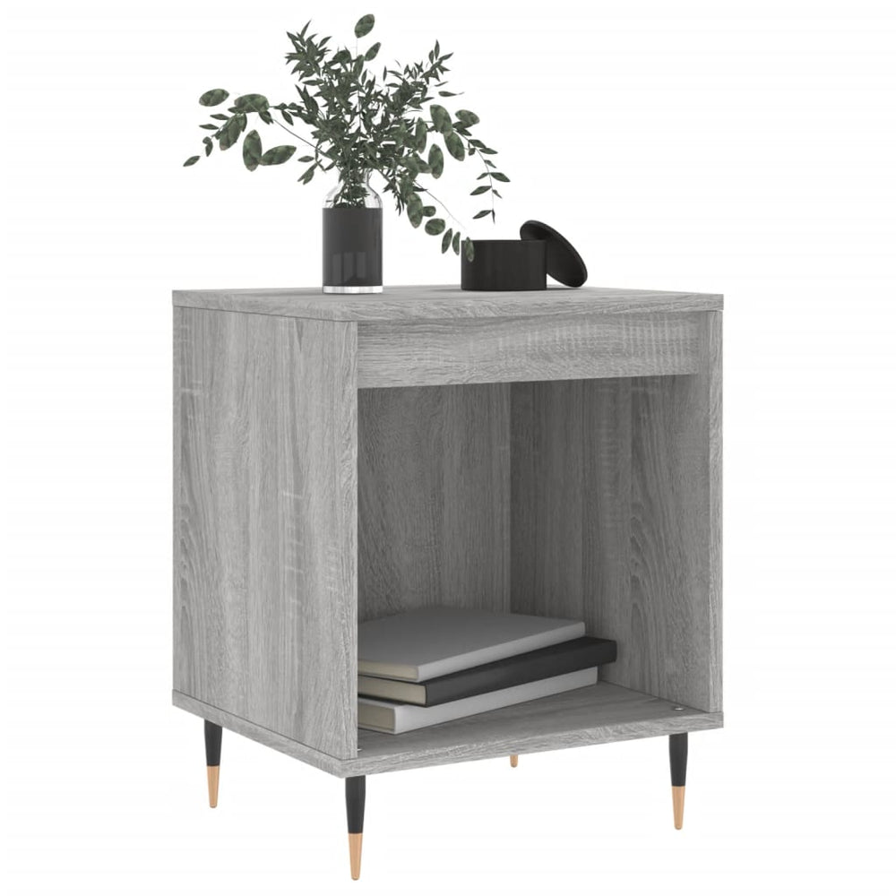 Nachtkastje 40x35x50 cm bewerkt hout grijs sonoma eikenkleurig MeubelReus