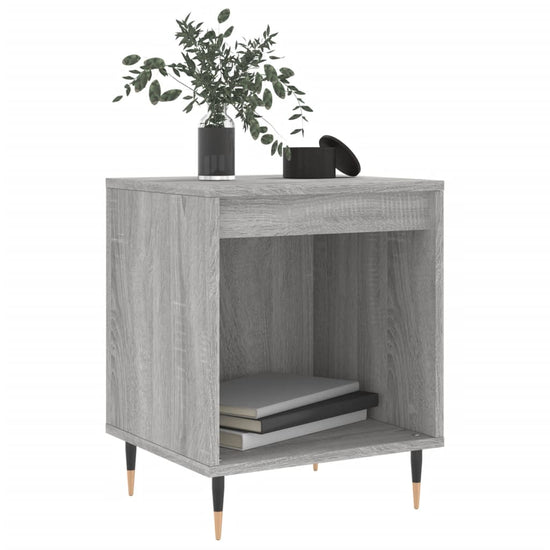 Nachtkastje 40x35x50 cm bewerkt hout grijs sonoma eikenkleurig MeubelReus