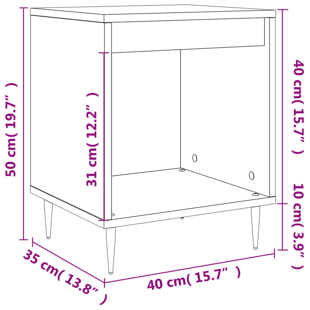 Nachtkastjes 2 st 40x35x50 cm bewerkt hout grijs sonoma eiken MeubelReus